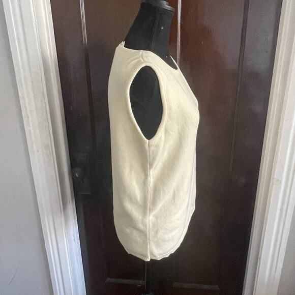 NWT Cherokee Womens Cream Vanilla LARGE Knit Sweater Vest 100% Cotton Vintage - Picture 12 of 15